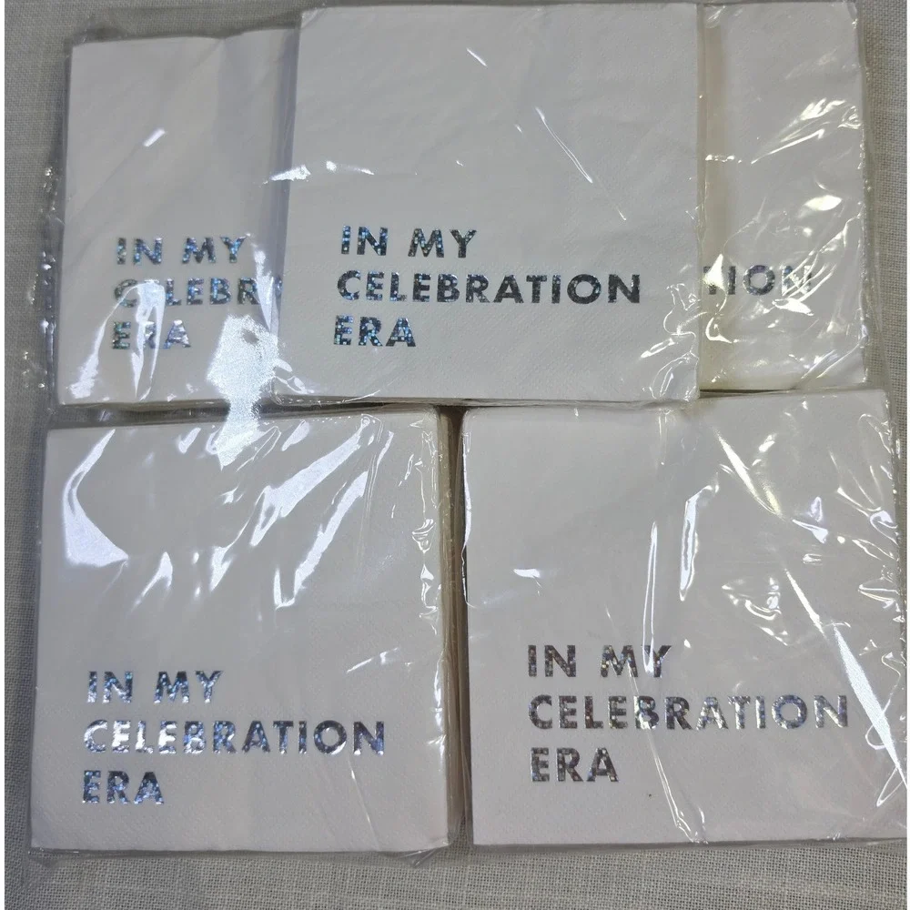 Spritz In My Celebration Era Beverage Napkins White Holographic 7 Pack 210 Count